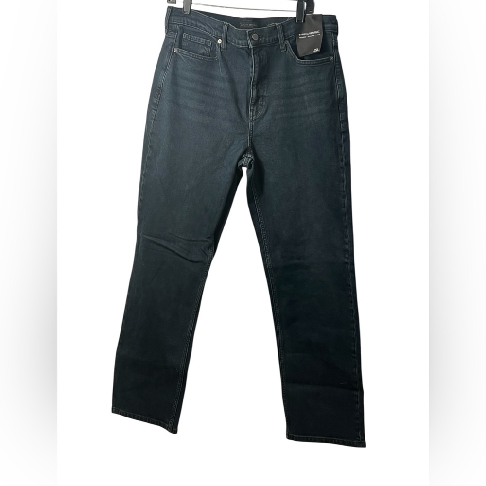 Banana Republic Premium Denim Dark Wash High Rise Straight Ankle Jeans 32" L
